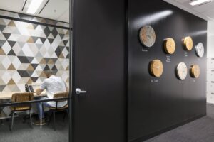 Concept commercial interiors Office Fitouts timezone clocks