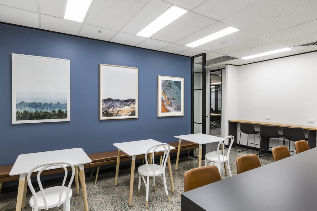 Concept commercial interiors Office Fitouts artwork blue wall